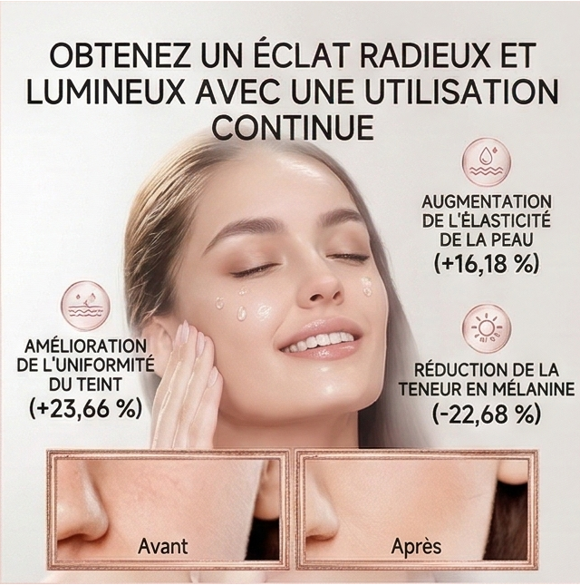 Gros plan sur les ampoules de sérum Sakura Laikou avec une fleur de cerisier fraîche, illustrant la pureté et l'efficacité du soin pour un teint éclatant.